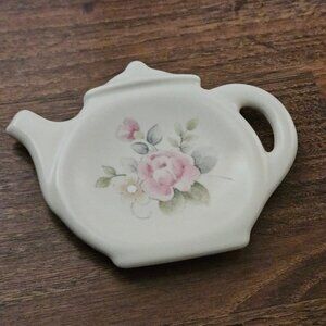 Pfaltzgraff Tea Rose Teapot Shape Tea Bag Holder